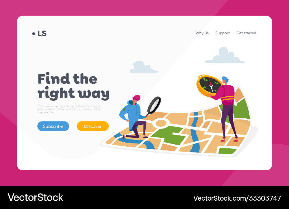 Tiny characters orienteering at huge map landing Tiny characters orienteering at huge map landing vector image