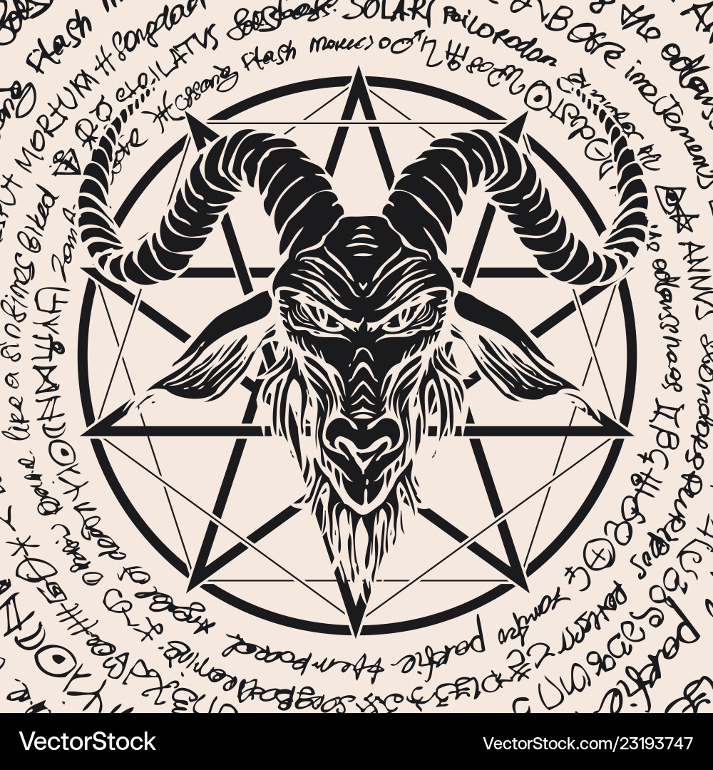 With horned goat head and pentagram With horned goat head and pentagram vector image