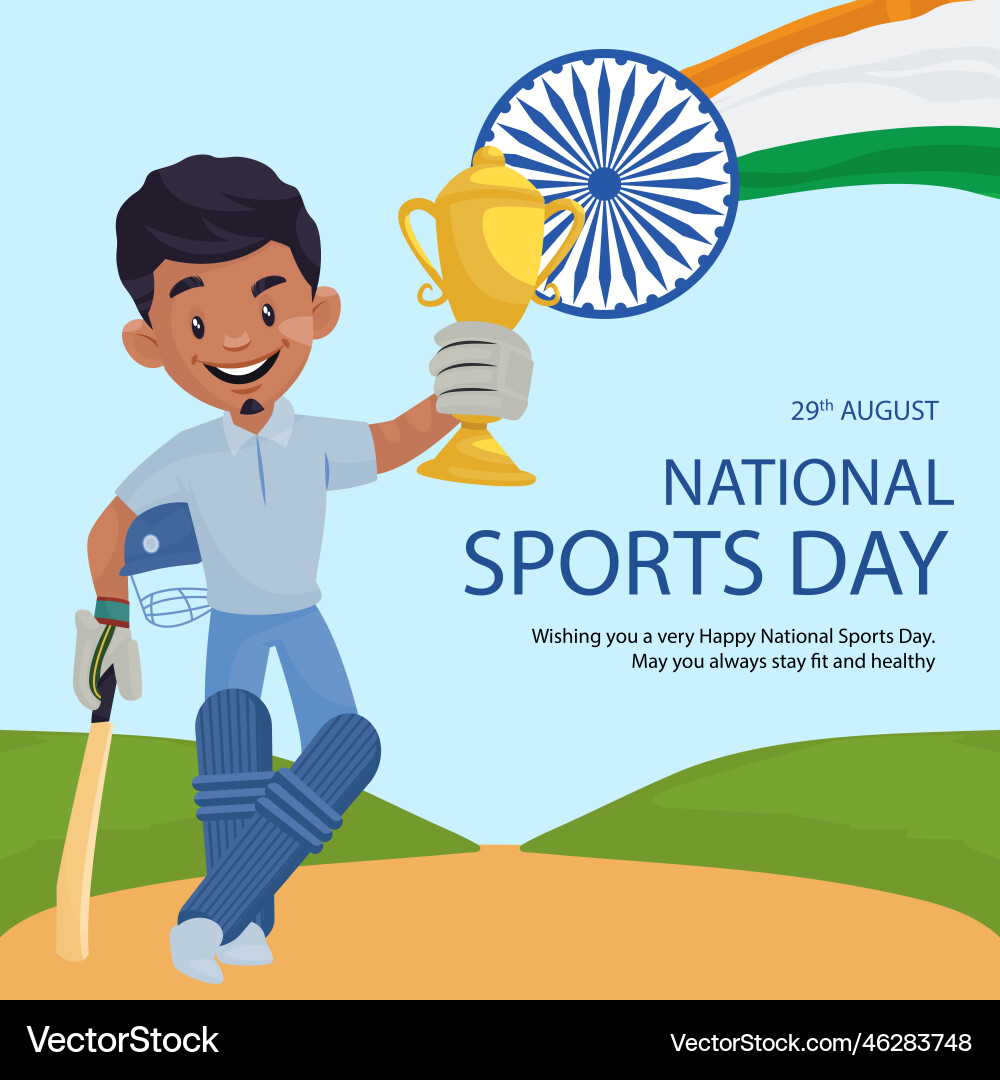 Banner design of happy national sports day vector image