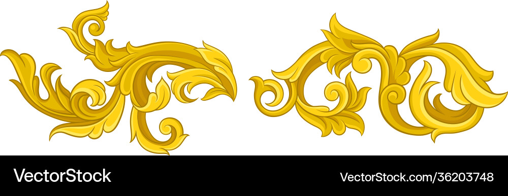 Baroque golden elements with scroll and swirl Baroque golden elements with scroll and swirl vector image