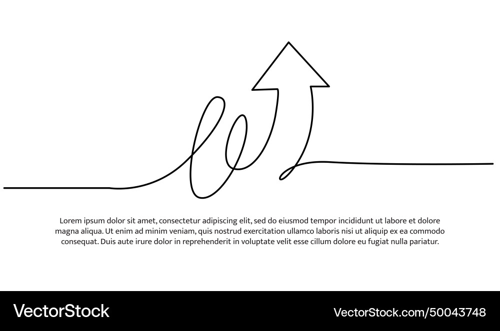 Continuous line design of arrow pointing up one Continuous line design of arrow pointing up one vector image