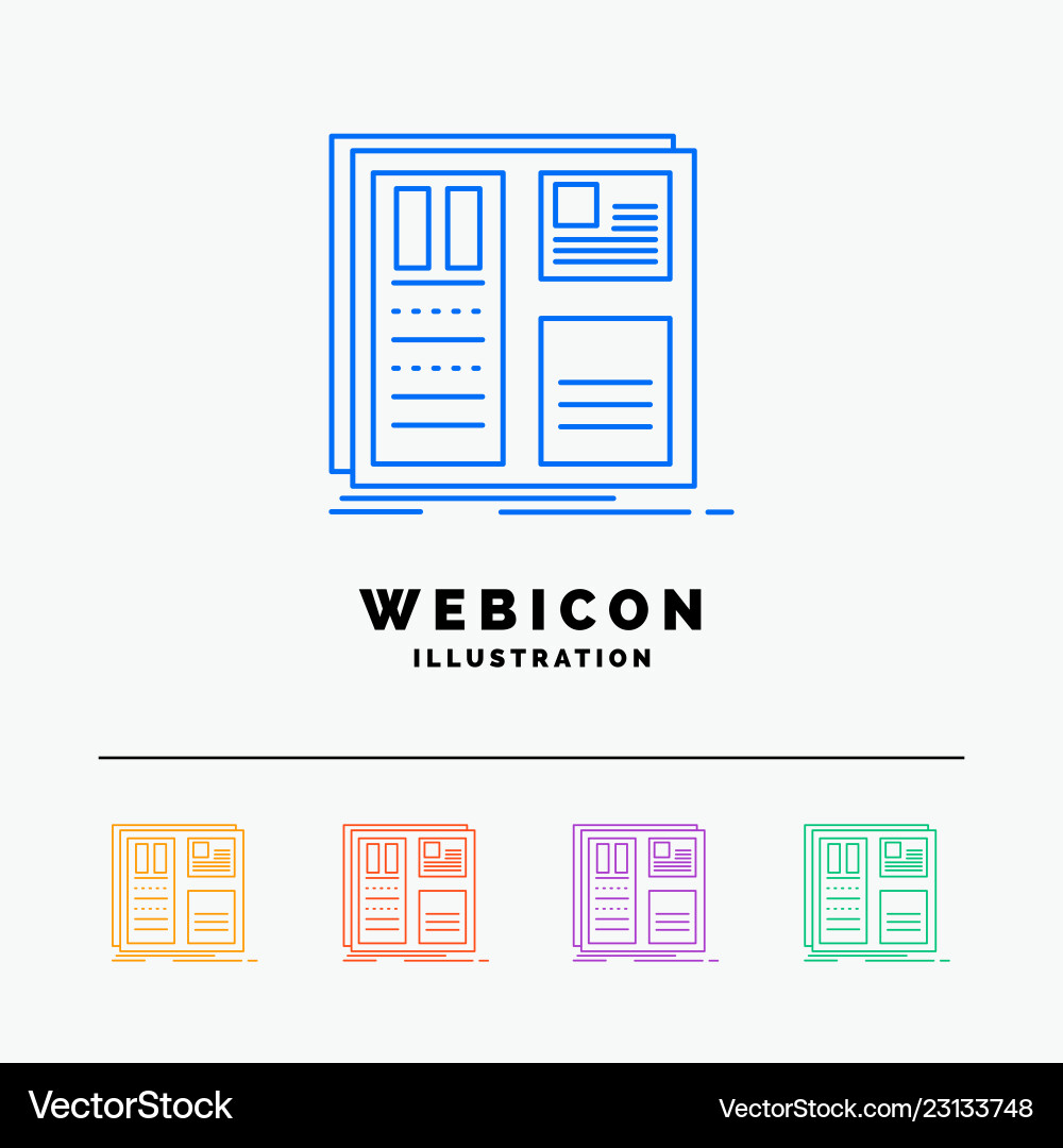 Design grid interface layout ui 5 color line web Vector Image