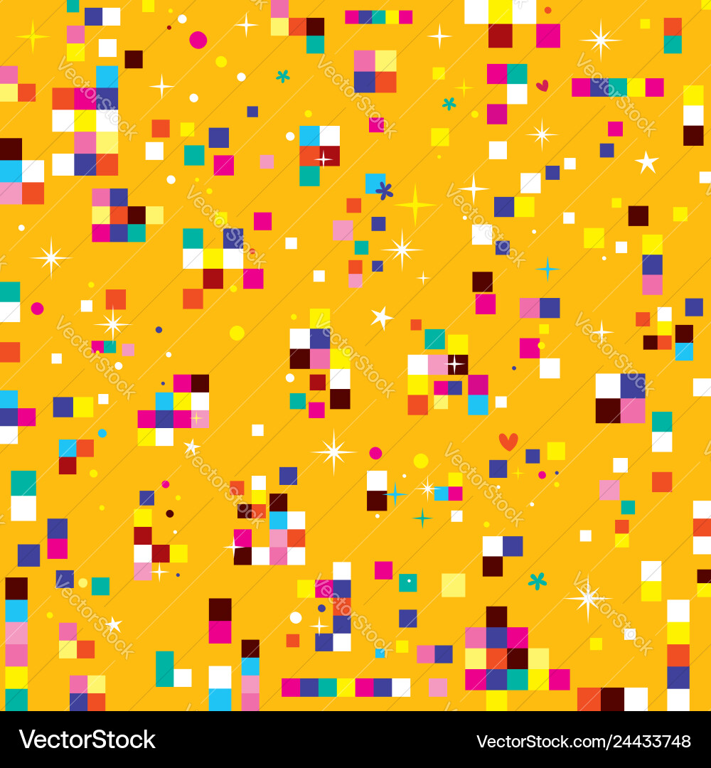 Fun pixel squares seamless pattern vector image