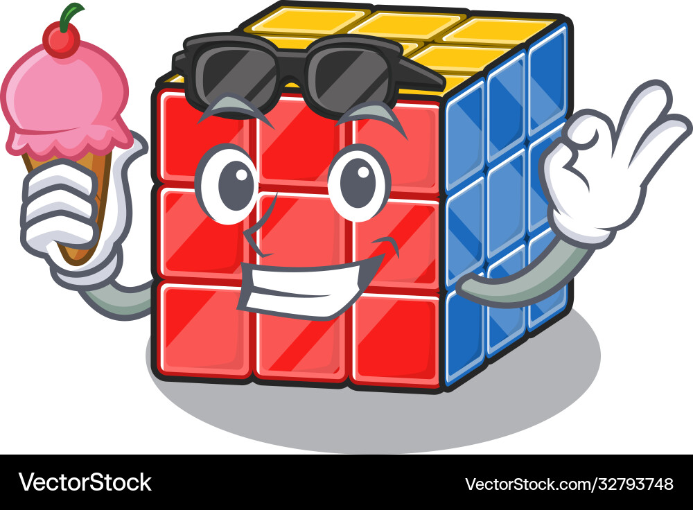 Happy face rubic cube Cartoon Design mit Eis Happy face rubic cube Cartoon Design mit Eis vektorbild