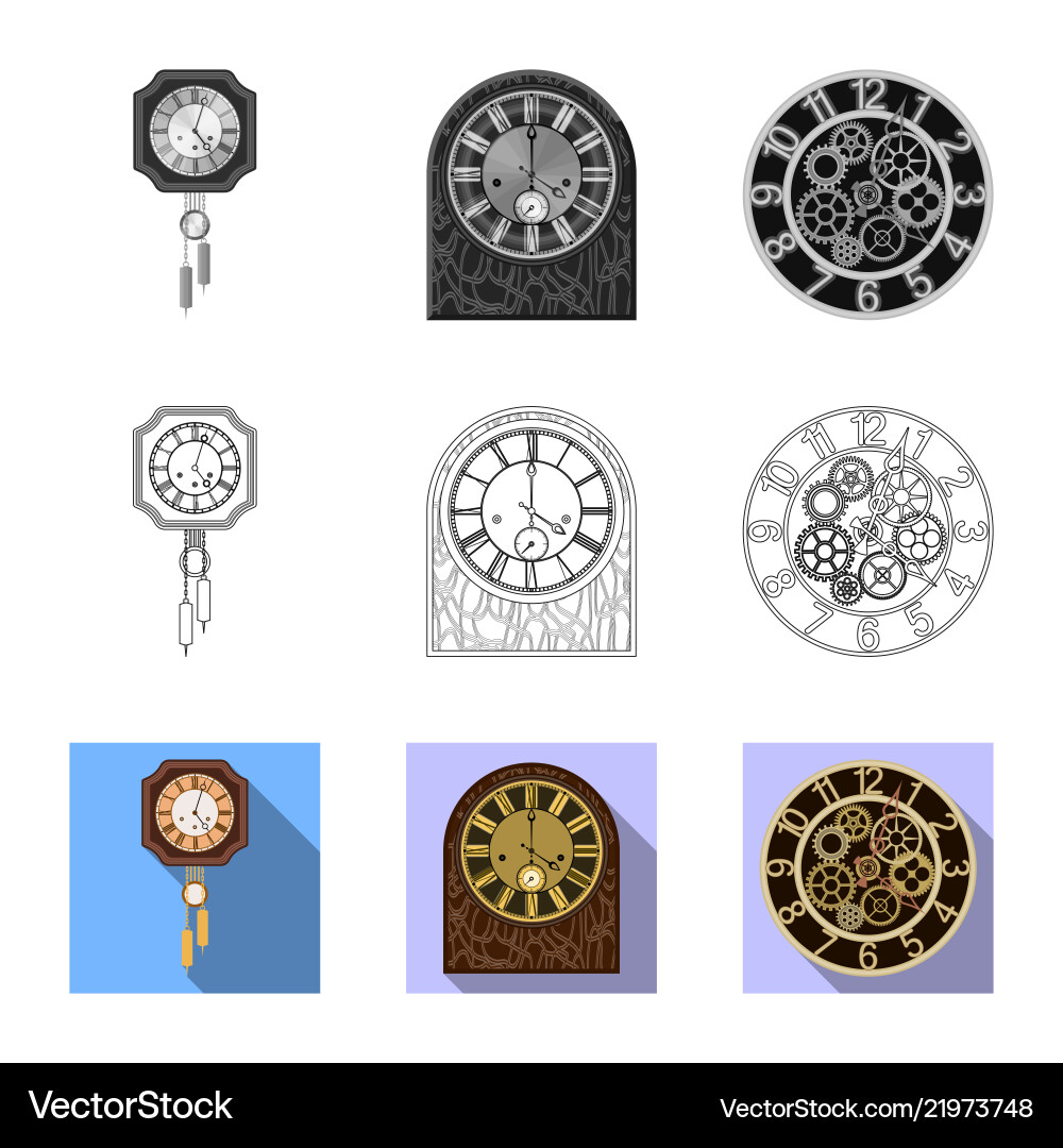 Isolated object of clock and time logo collection vector image