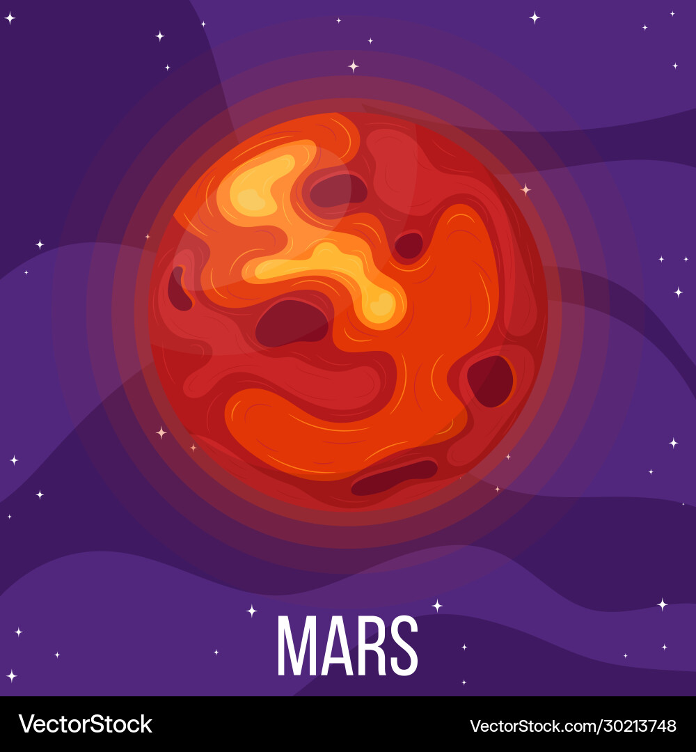 Mars planet in space colorful universe with Mars planet in space colorful universe with vector image