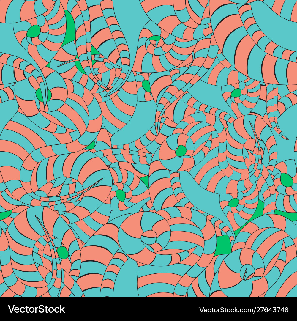 Pink and turquoise snakes seamless pattern Pink and turquoise snakes seamless pattern vector image
