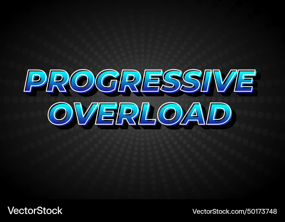 Progressive overload text effect in 3d look Vector Image
