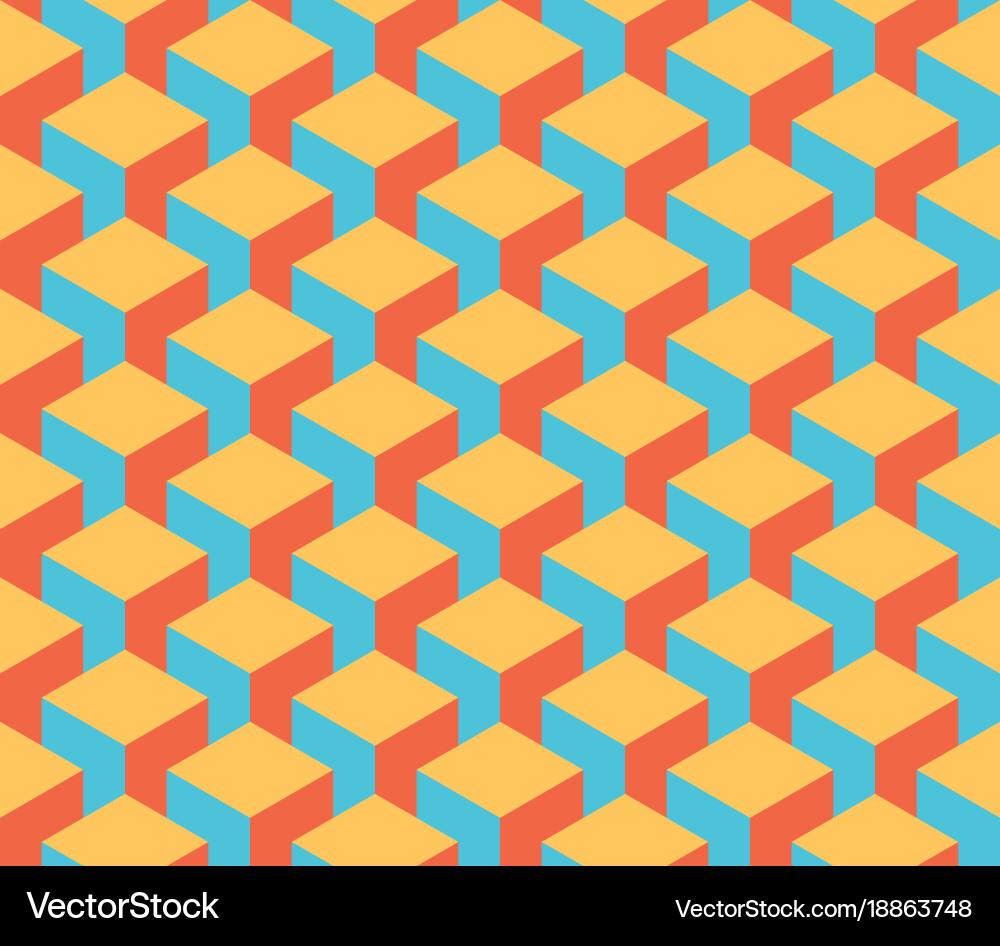 Seamless 3d geometrical pattern of cube columns vector image