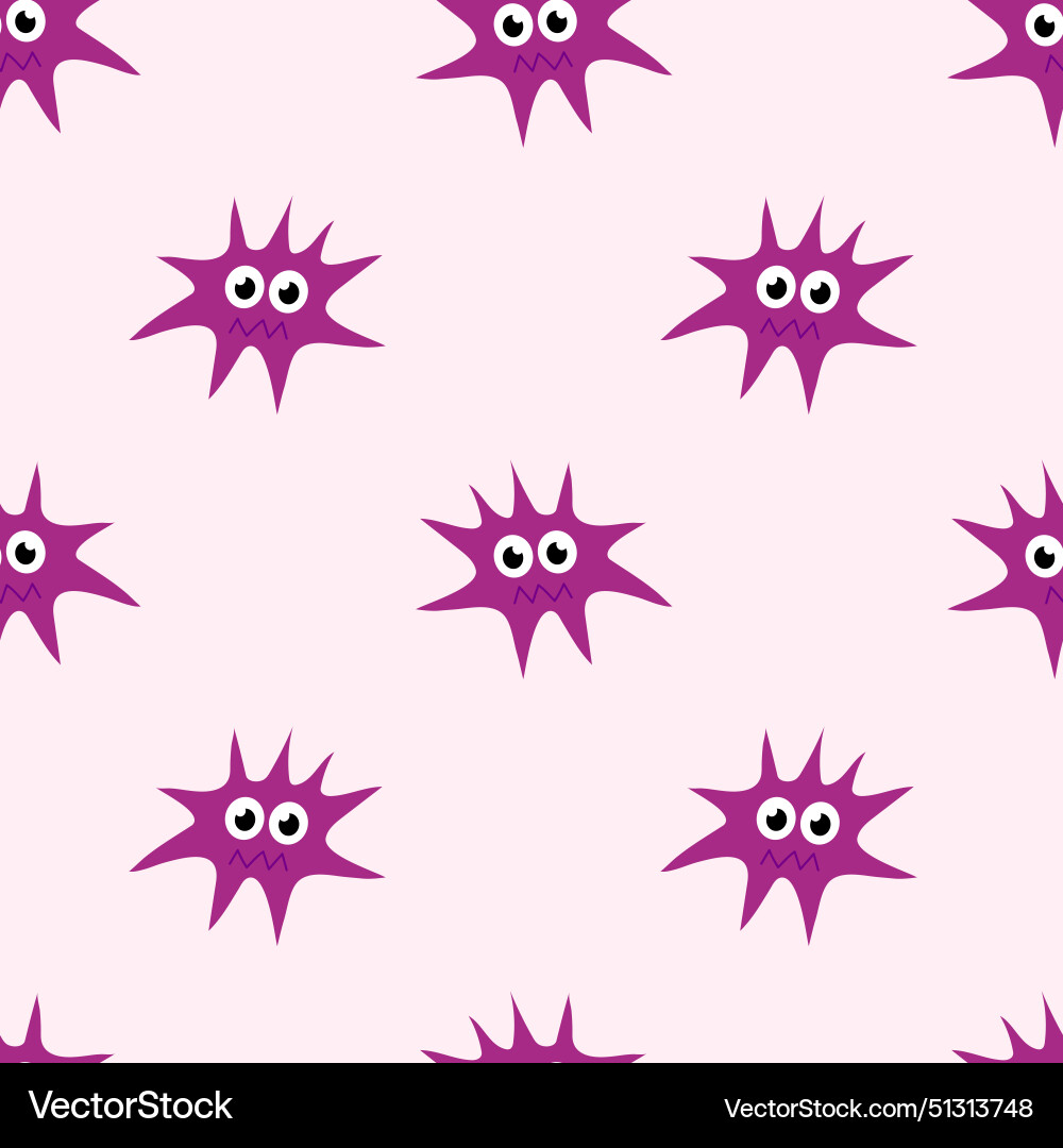 Seamless pattern with cartoon character microbe Vector Image