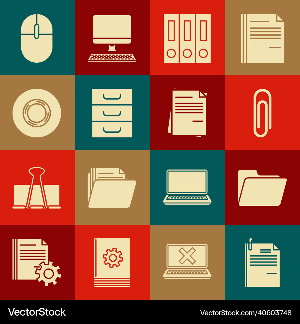 Set file document and paper clip folder Set file document and paper clip folder vector image