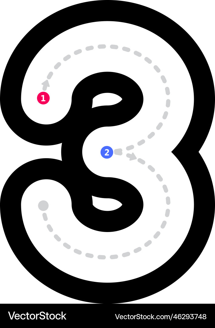 Tracing number 3 prewriting dotted line math Tracing number 3 prewriting dotted line math vector image