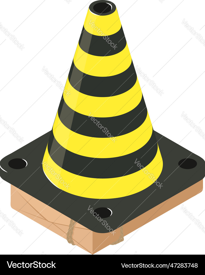 Traffic cone icon isometric black yellow Traffic cone icon isometric black yellow vector image