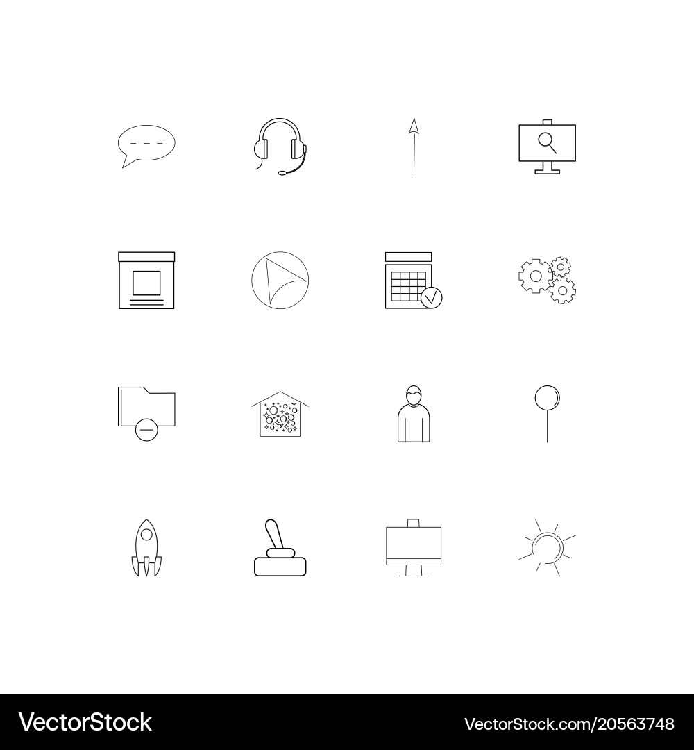 User interface simple linear icons set outlined vector image