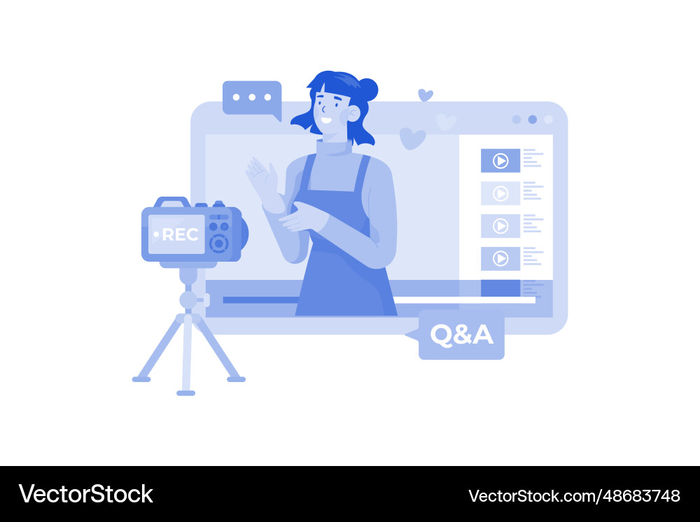 Video creator livestreams a qa with their audience Video creator livestreams a qa with their audience Vector Image