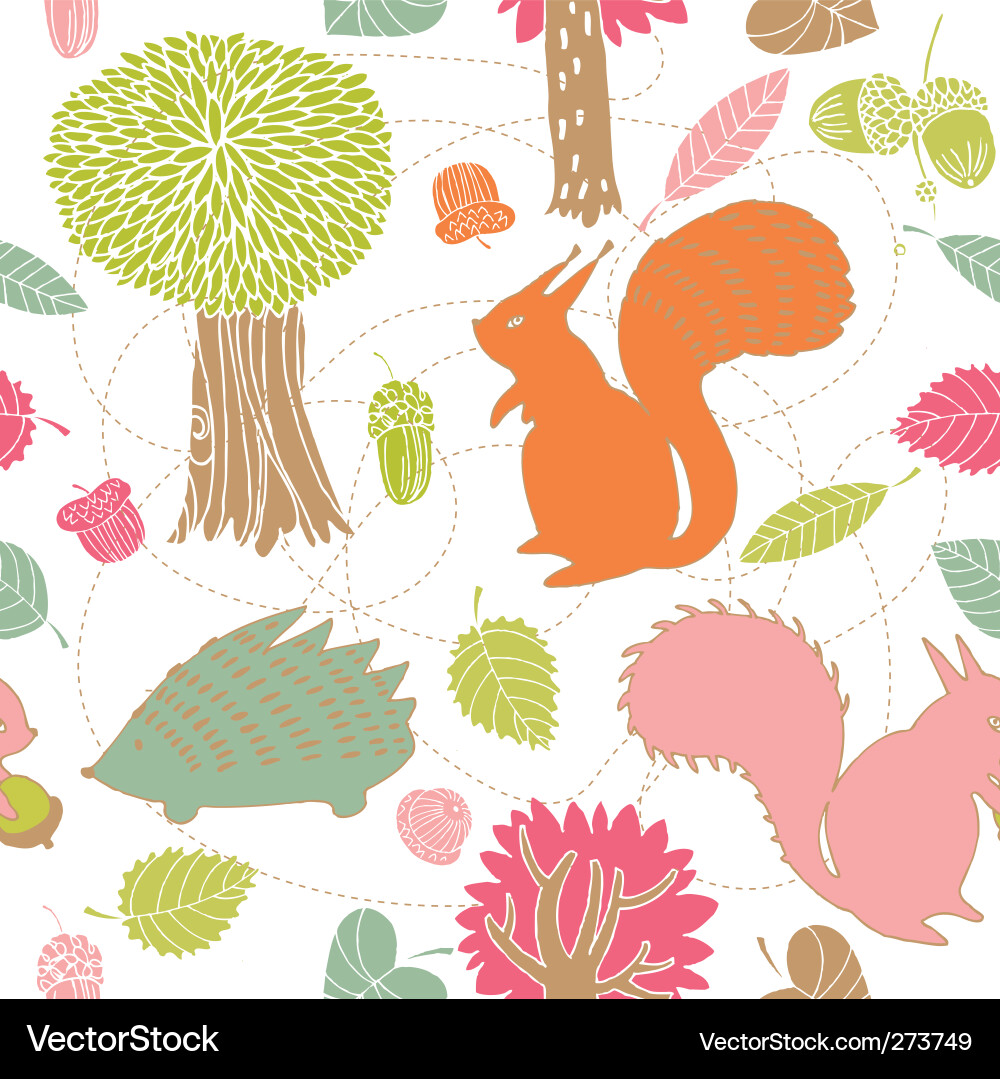 Autumn Woodland Seamless Pattern vector image