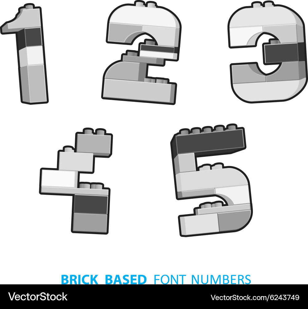 Brick numbers created from based alphabet Vector Image