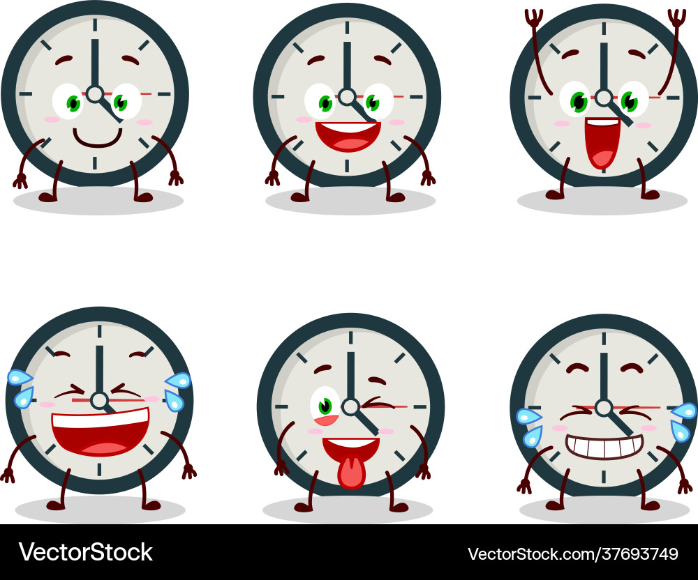 Cartoon character clock with smile expression Cartoon character clock with smile expression vector image