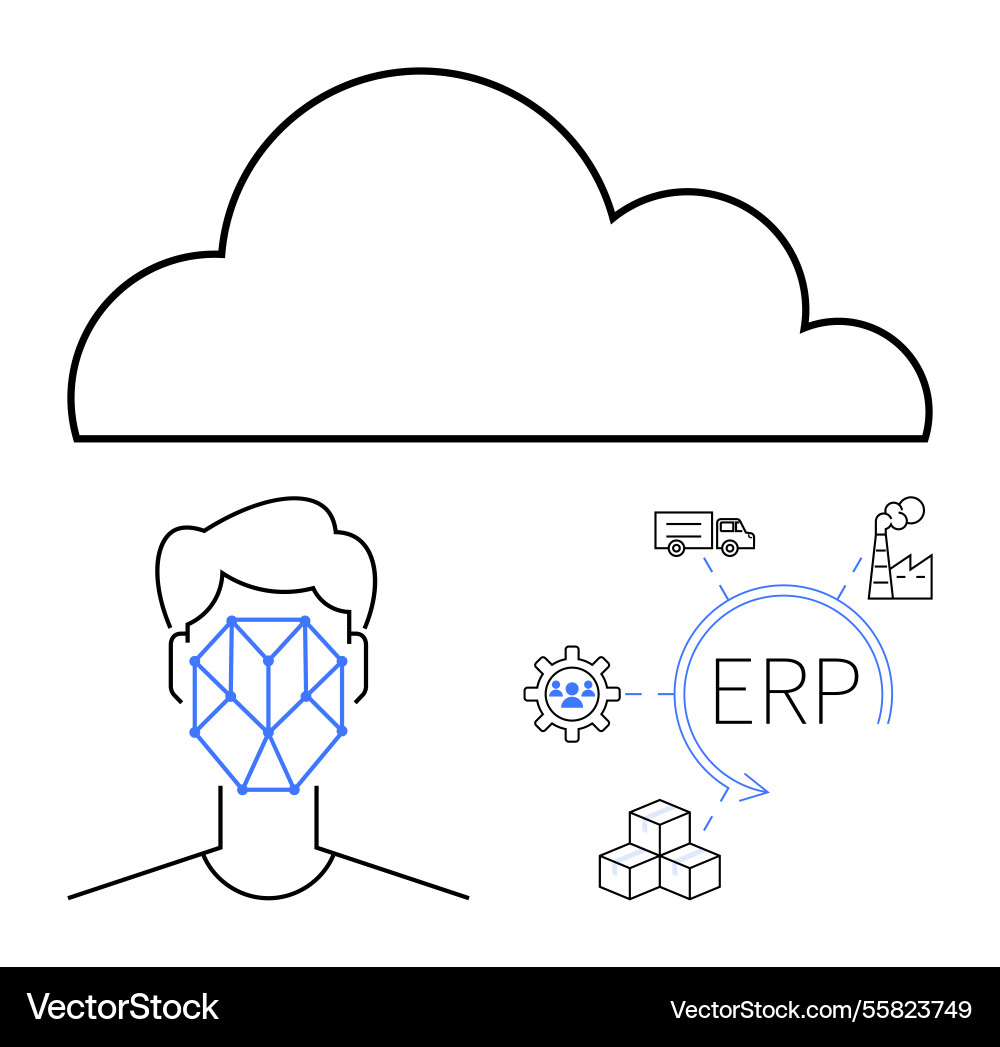Cloud-based erp integration with ai-powered facial vector image