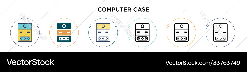 Computer case icon in filled thin line outline Computer case icon in filled thin line outline Vector Image