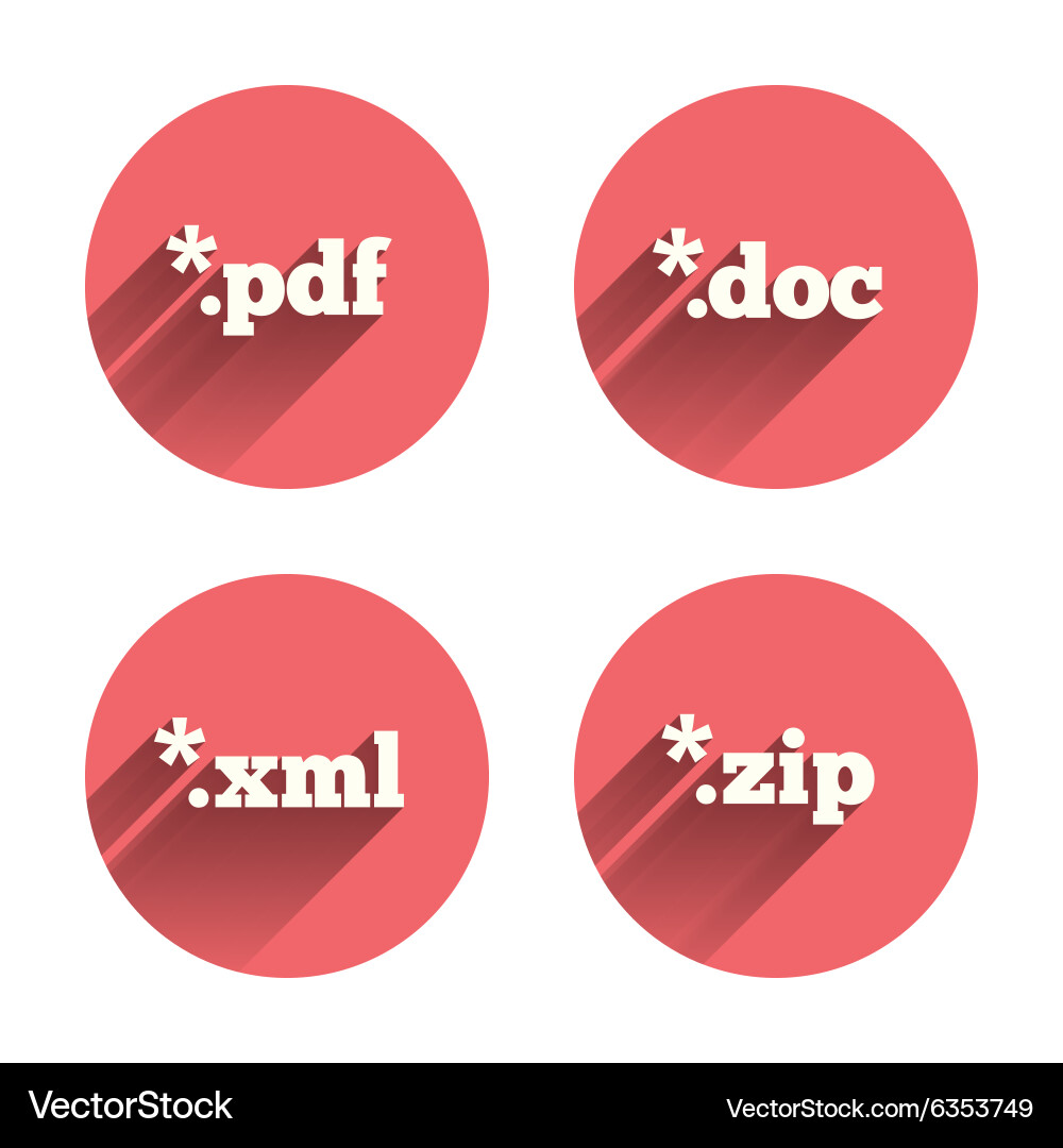 Document signs file extensions symbols Vector Image