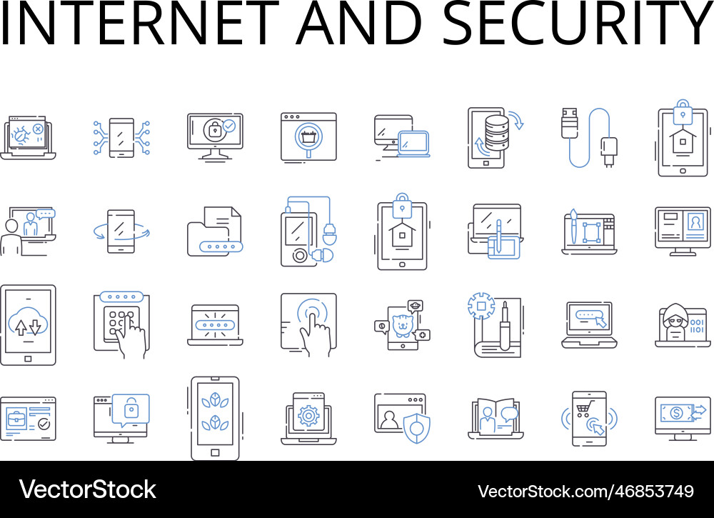 Internet and security line icons collection Internet and security line icons collection Vector Image