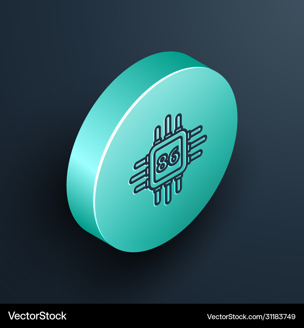 Isometric line computer processor Isometric line computer processor Vector Image