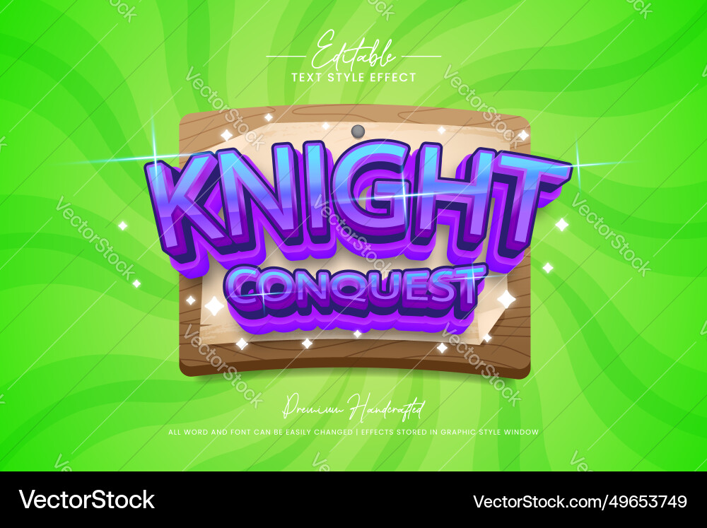 Knight conquest editable text style effect Knight conquest editable text style effect Vector Image