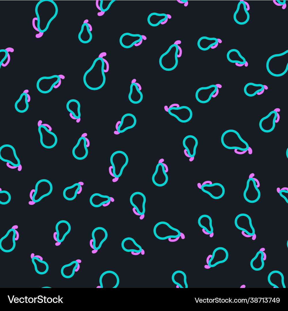 Line pear icon isolated seamless pattern on black Line pear icon isolated seamless pattern on black Vector Image