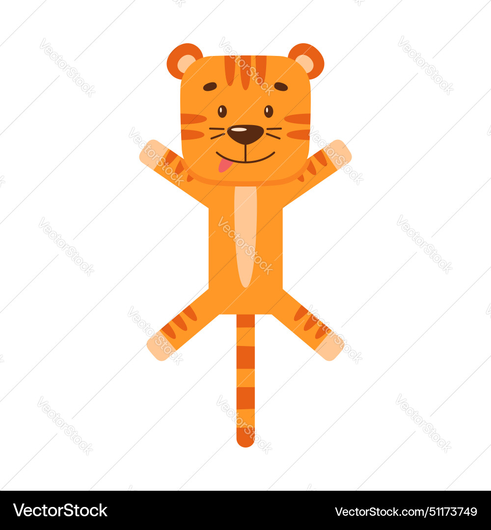 Little cartoon tiger is jumping and having fun Vector Image