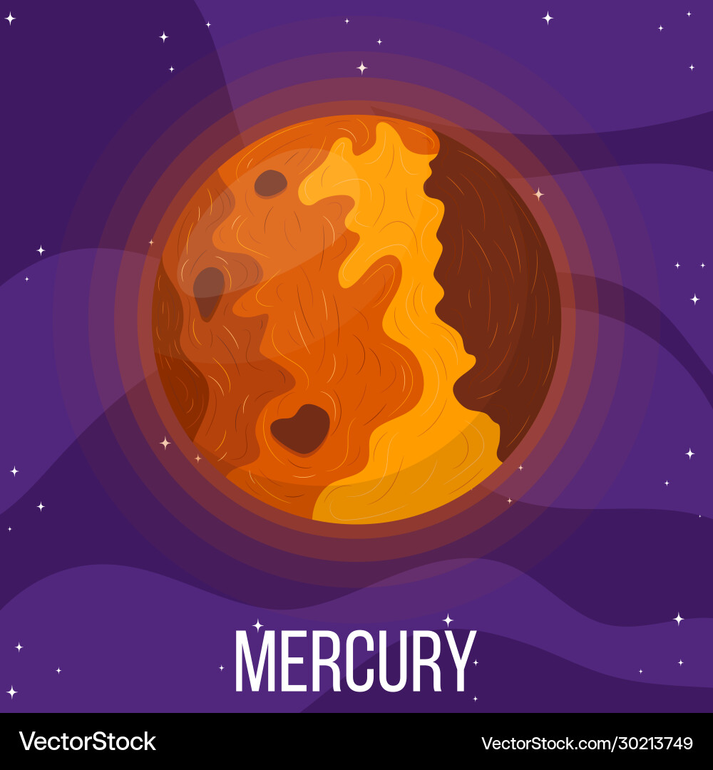 Mercury planet in space colorful universe Mercury planet in space colorful universe vector image