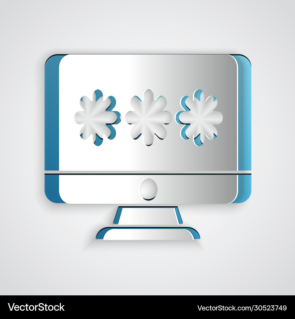 Paper cut monitor with password notification icon Paper cut monitor with password notification icon vector image