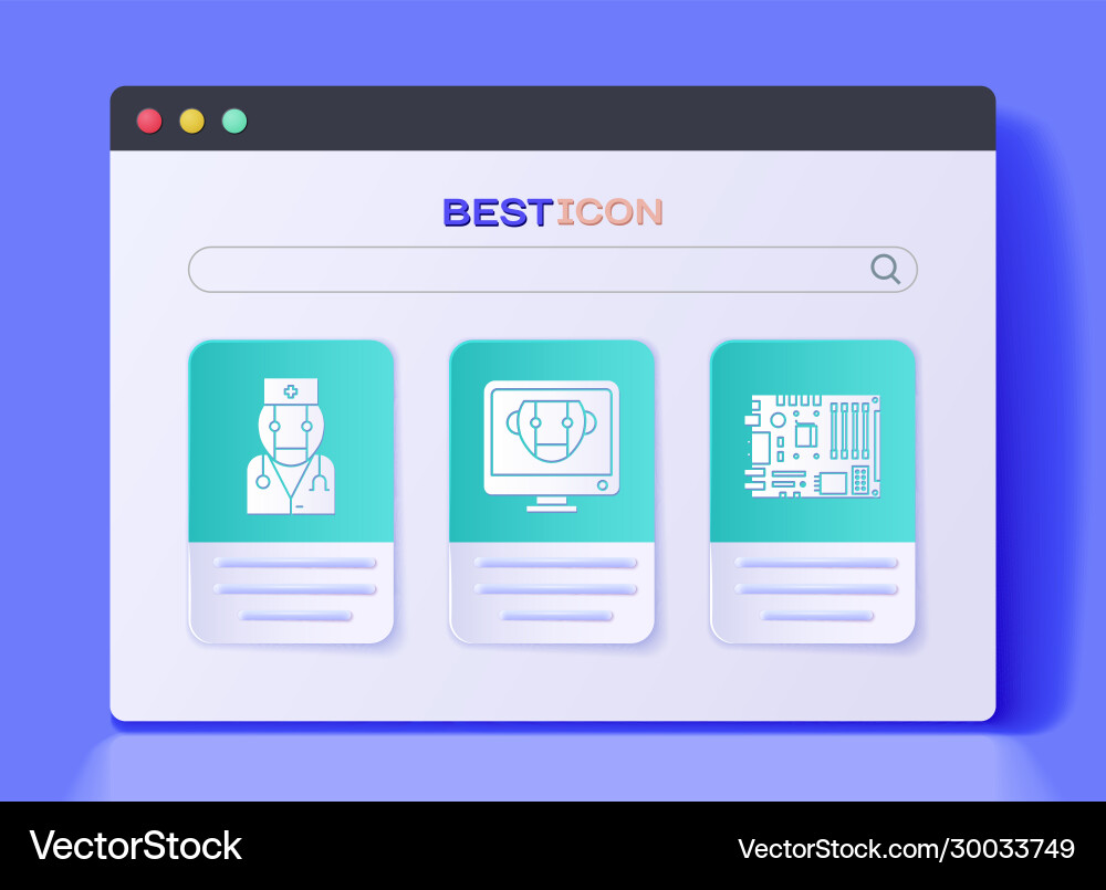 Set bot robot doctor and electronic computer Set bot robot doctor and electronic computer Vector Image