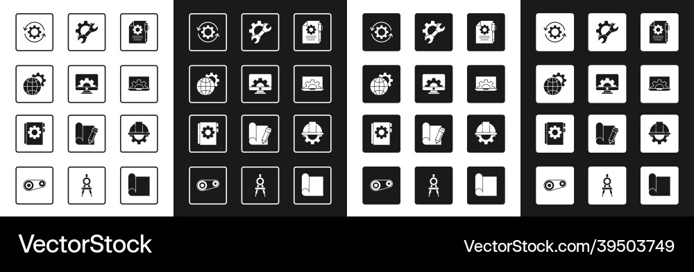 Set document settings and pen computer monitor Set document settings and pen computer monitor vector image