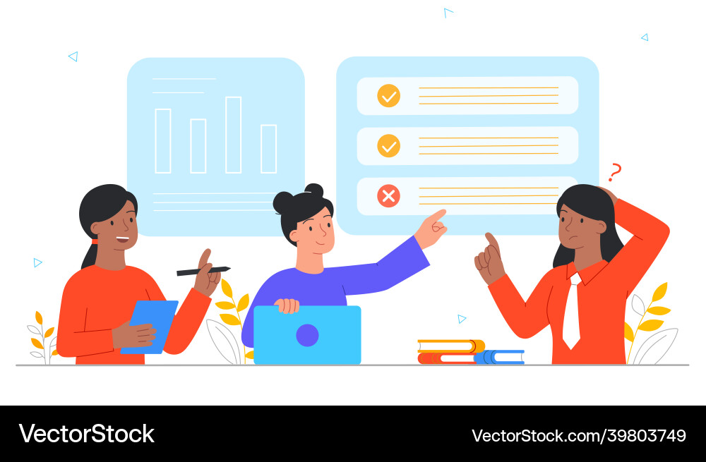 Students checking exam result Students checking exam result vector image