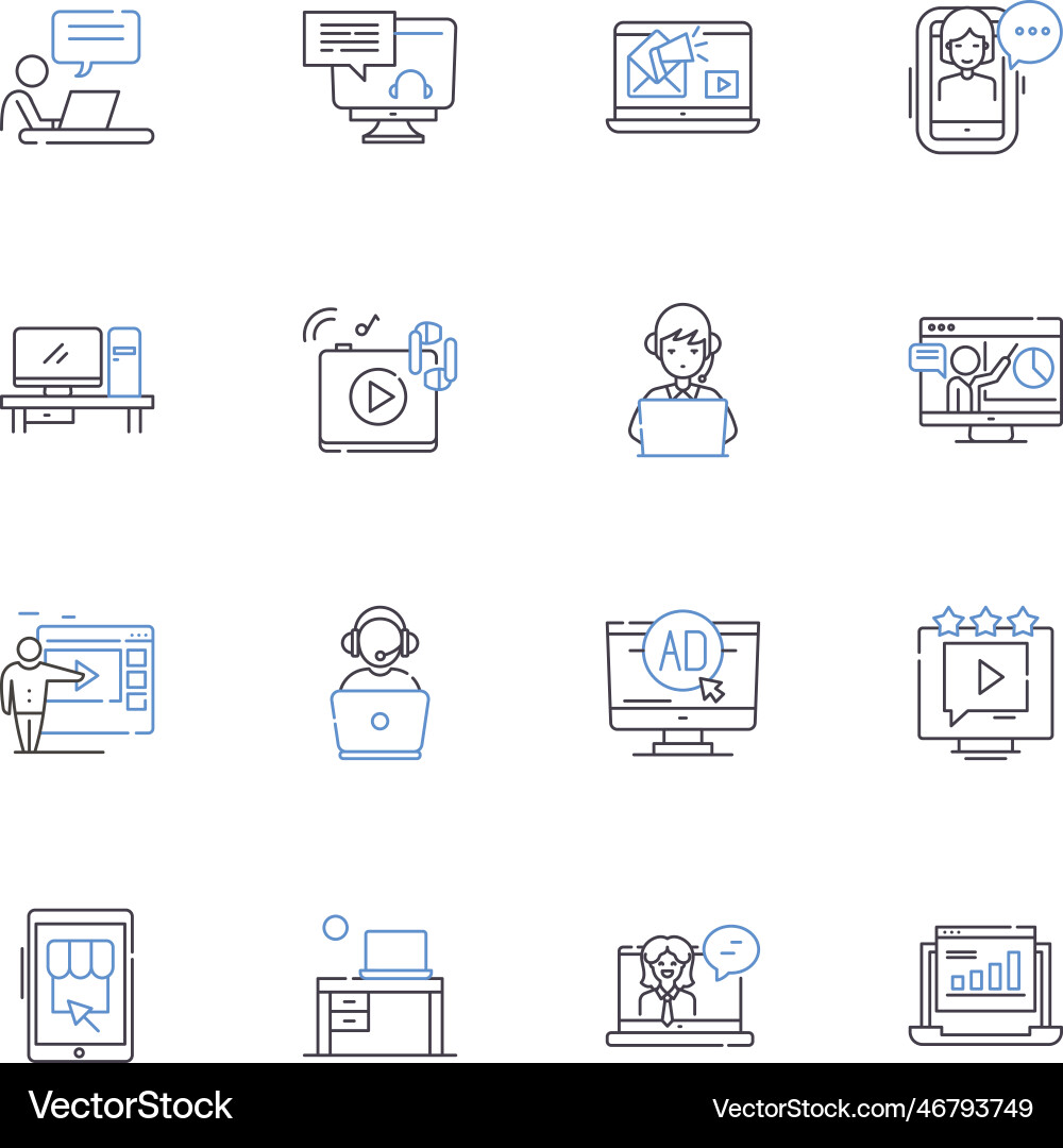 Web analytics line icons collection metrics Web analytics line icons collection metrics vector image