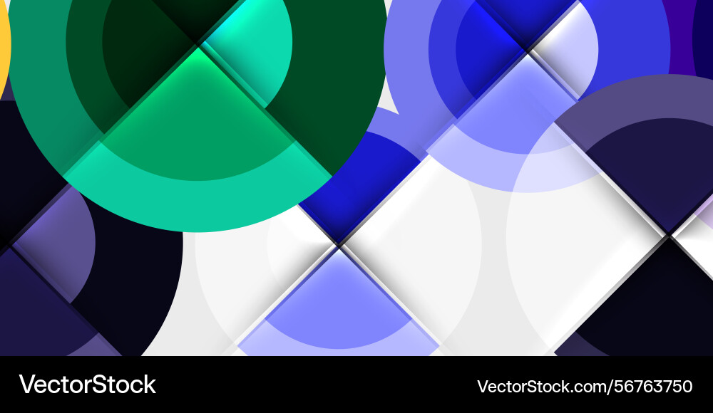 Abstract composition overlapping circles squares vector image