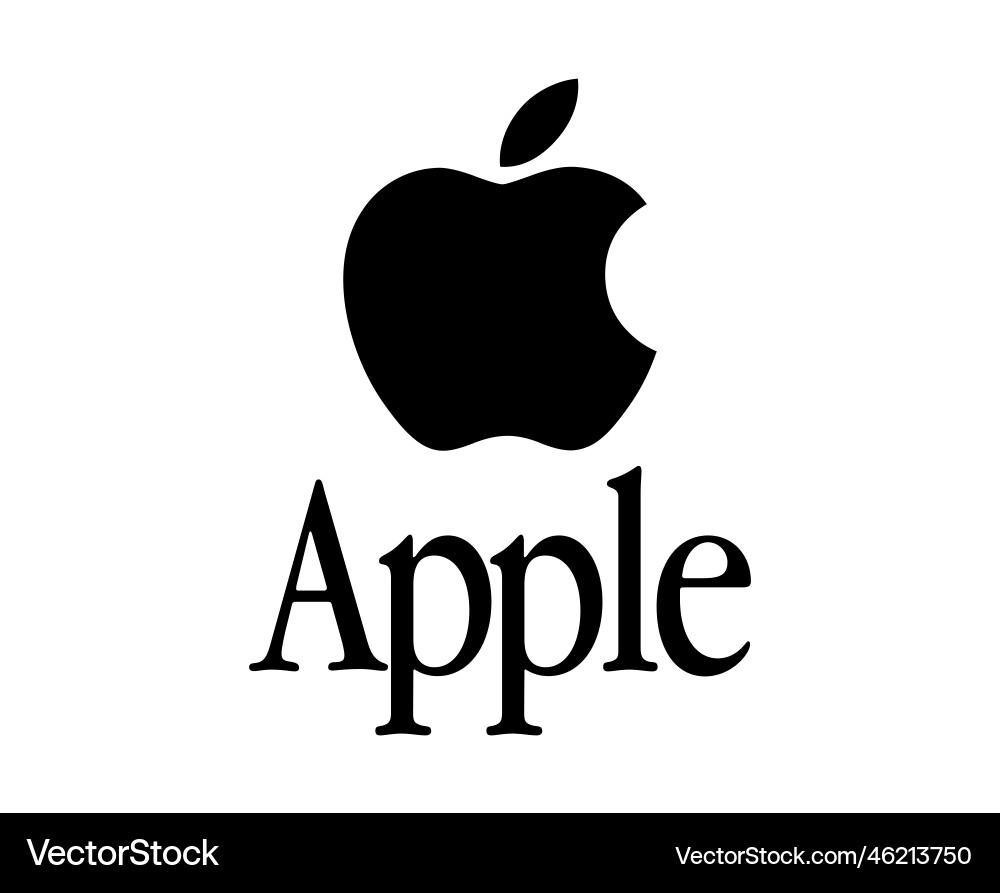 Apple logo brand phone symbol with name black Apple logo brand phone symbol with name black vector image
