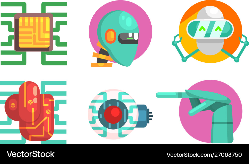 Artificial intelligence icons set robotics Artificial intelligence icons set robotics vector image