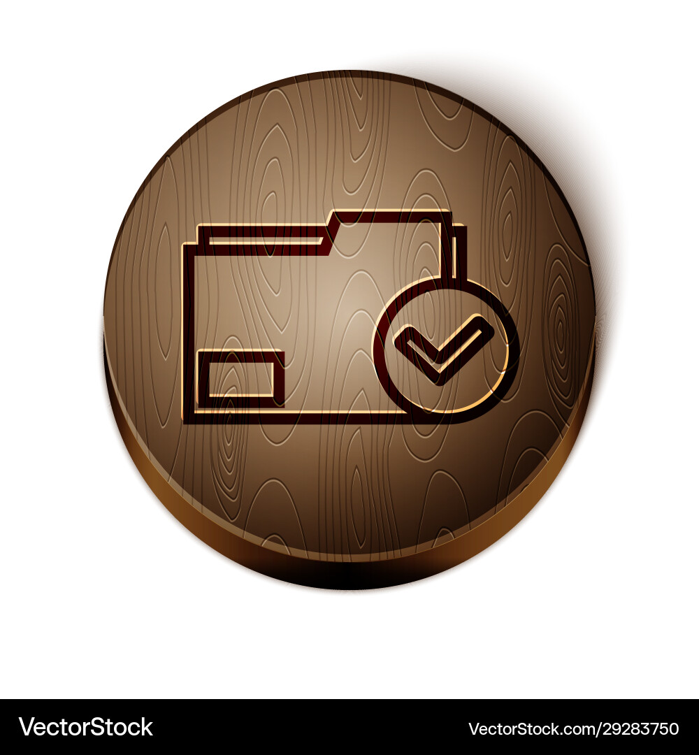 Brown line document folder and check mark icon Brown line document folder and check mark icon vector image