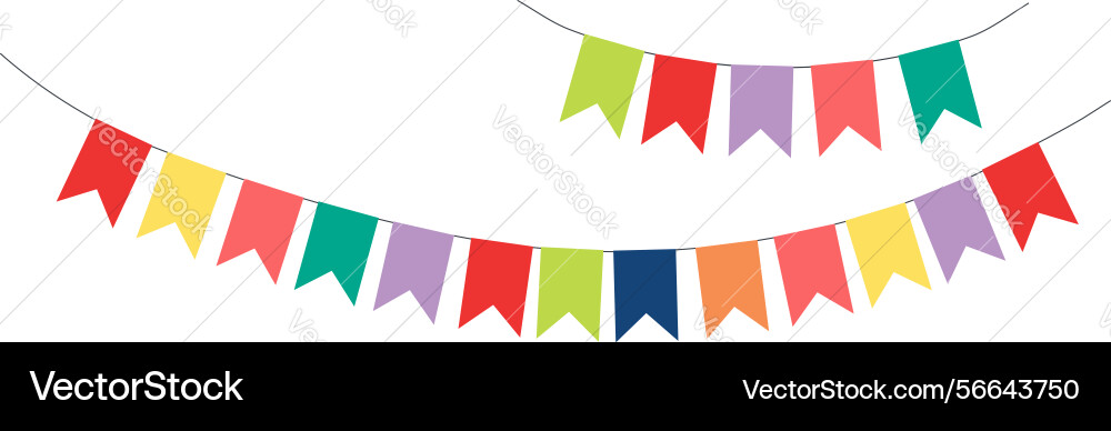 Bunting little flags hanging on string isolated Bunting little flags hanging on string isolated vector image