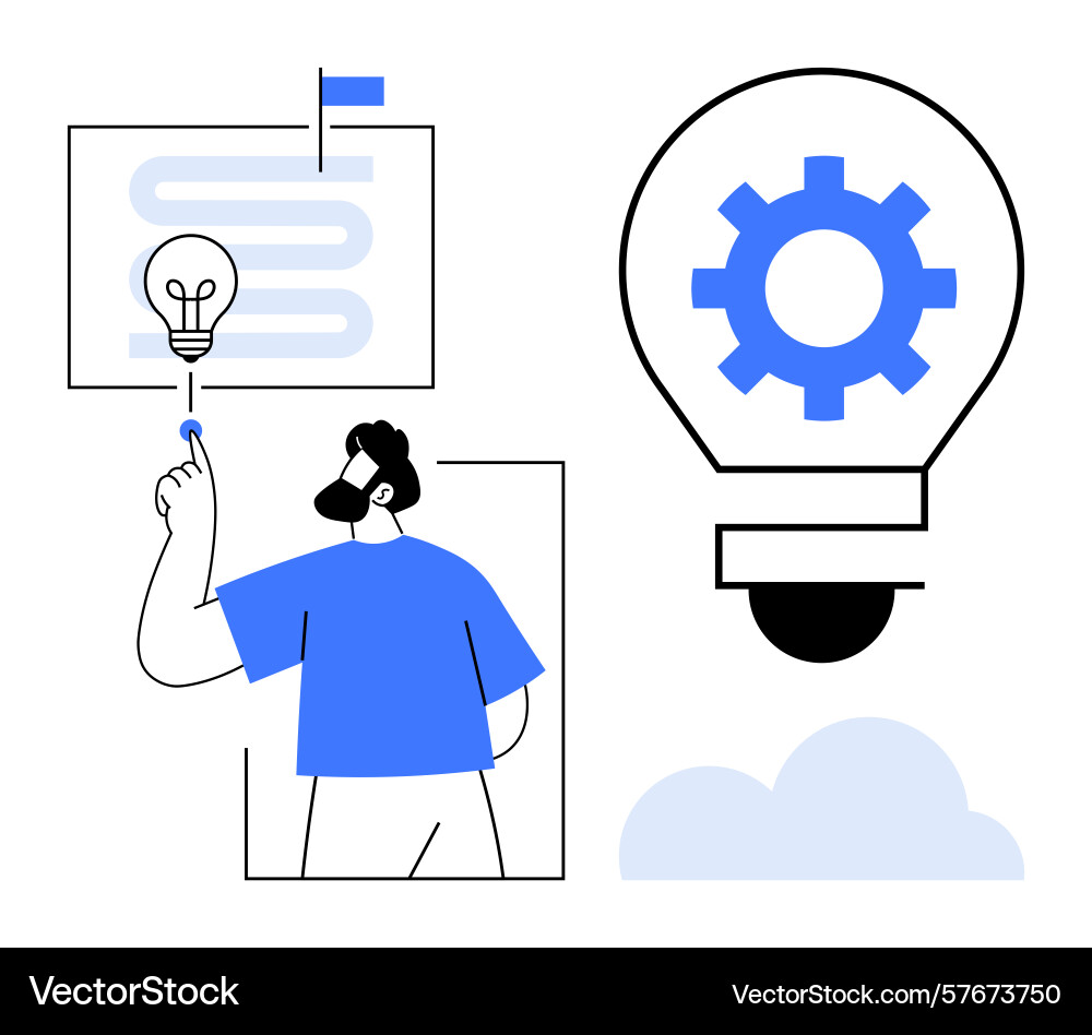 Creative problem-solving process with light bulb Creative problem-solving process with light bulb vector image