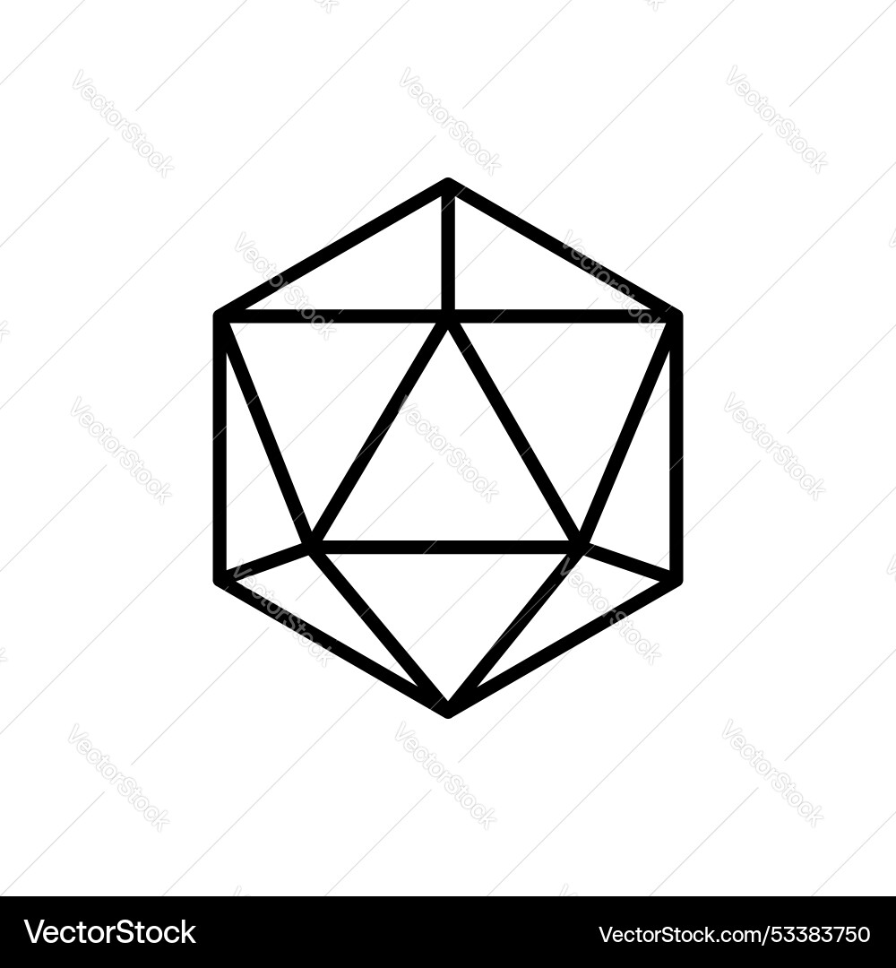 D20 Dice Icon - Polyhedral Game Element vector image