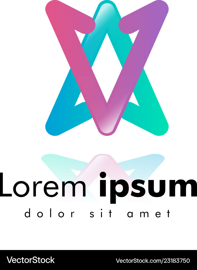 Design logo icon template triangles up and down Design logo icon template triangles up and down Vector Image