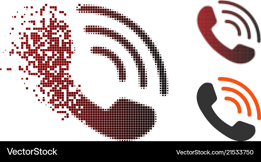 Dissolved pixel halftone phone call icon Dissolved pixel halftone phone call icon vector image