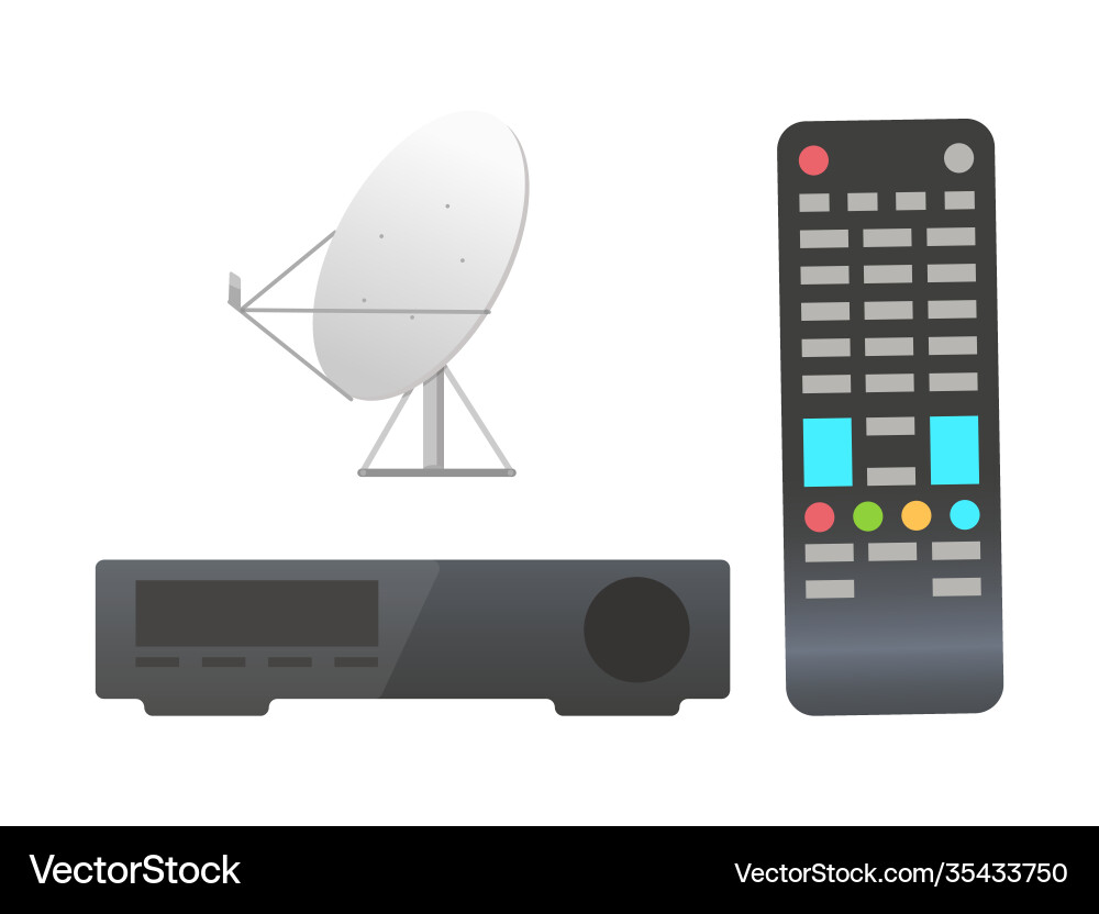 Fernsteuerung und Satellitenschüssel Service-Set Fernsteuerung und Satellitenschüssel Service-Set vektorbild