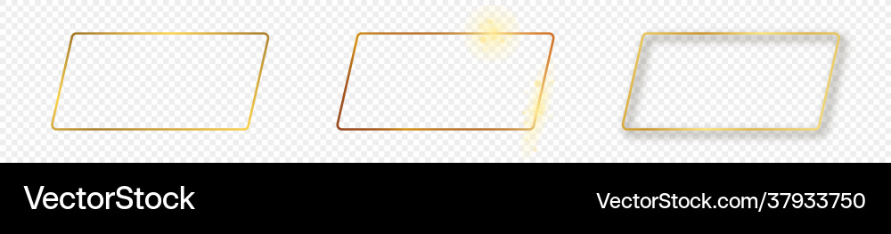 Gold glowing rounded rectangular shape frame Vector Image