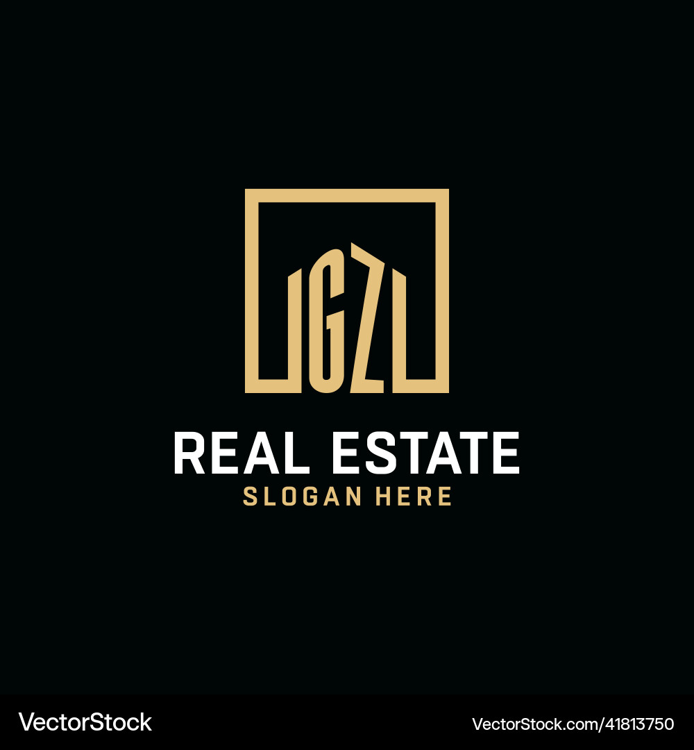 Gz initial monogram logo design with square shape Vector Image