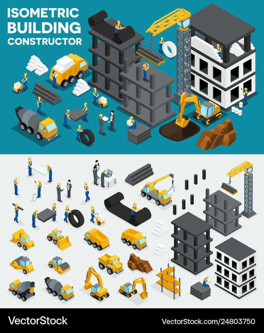 Isometric building create your own design Isometric building create your own design vector image