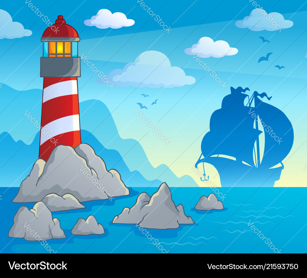 Lighthouse Coastal Scene Vector Image